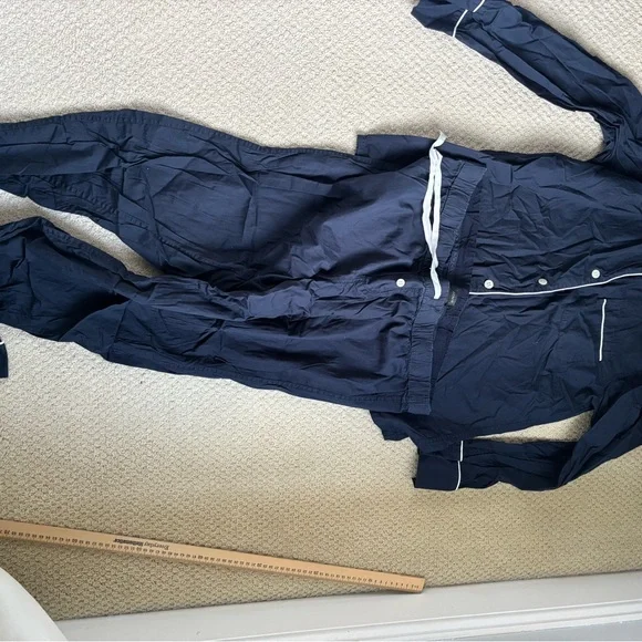 J. Crew Midnight Blue PJ Top and Bottoms with White Trim - Picture 2 of 8